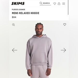 Skims Fleece Lounge Men’s Relaxed Hoodie in Shadow